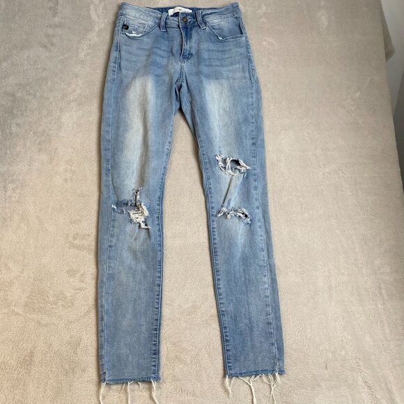 KanCan Woman's jeans 5/26 Distressed Light Wash Denim Skinny w/ Frayed Hem - Picture 13 of 14